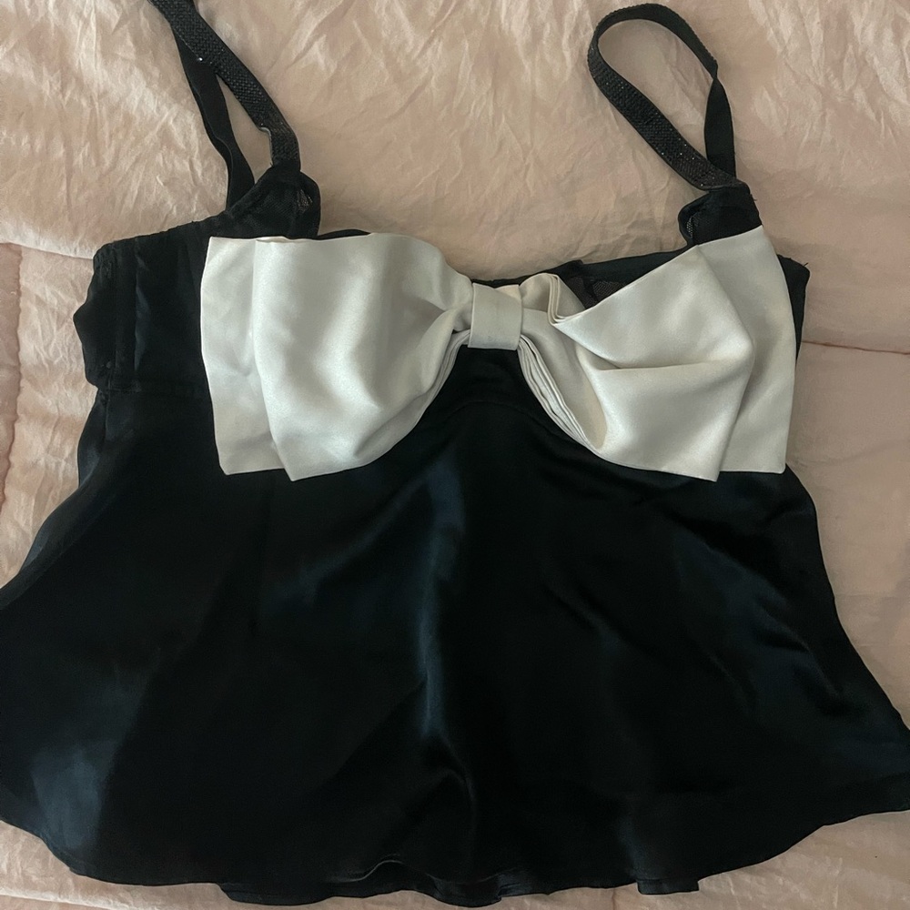 Victoria secret black bow lingerie top